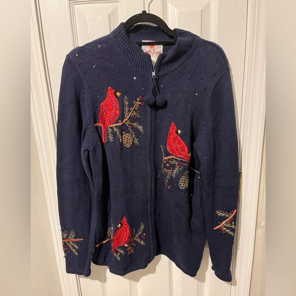 Quacker Factory Cardinal sweater, size large